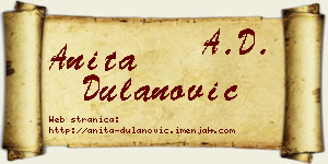 Anita Dulanović vizit kartica